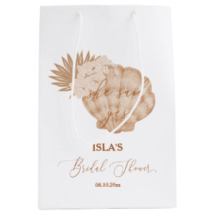Boho Beach Seashell Bridal Shower Medium Gift Bag