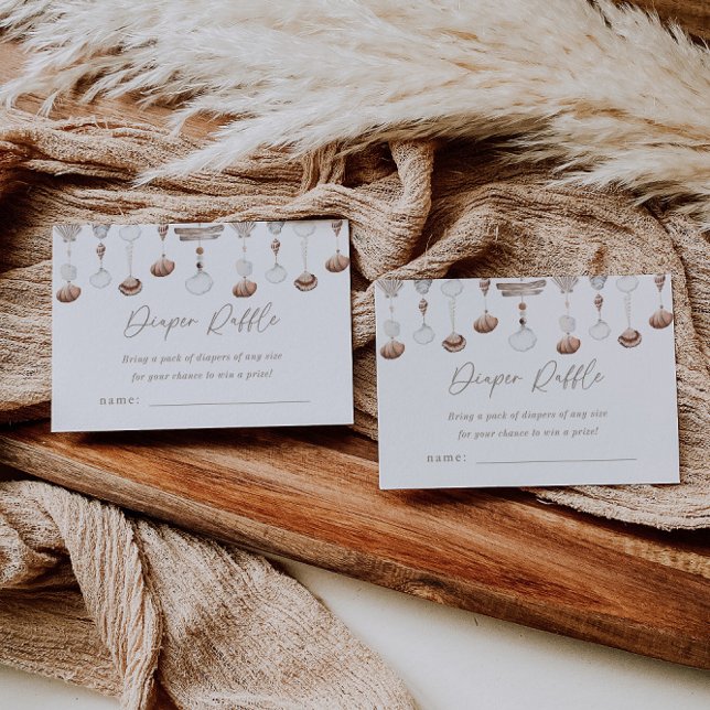 Boho Beach Shell Diaper Raffle Enclosure Card (Zazzle Boho Ocean Shell Diaper Raffle Enclosure Card)