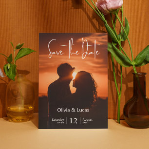 Boho Beach Sunset Save the Date Silhouette Invitation
