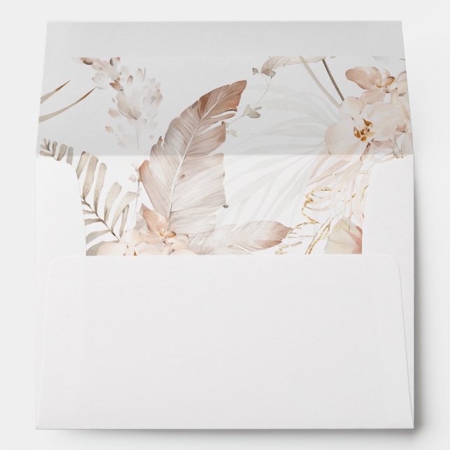 Boho Beach Tropical Beige Floral Envelope (Back (Bottom))