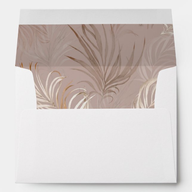 Boho Beach Tropical Beige & Taupe Leaves Envelope (Back (Bottom))