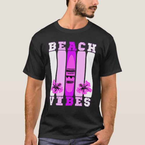 Boho Beach Vibes _ Retro Surfboard Floral Summer P T_Shirt