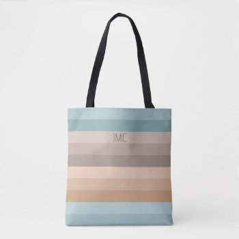 Boho Beach Vibes Striped Monogrammed  Tote Bag by Letsrendevoo at Zazzle