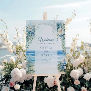 Boho Beach Watercolor Floral Arch Wedding Welcome Foam Board