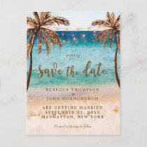 boho beach wedding save the date postcard