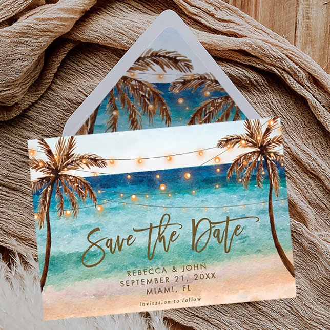boho beach wedding save the date postcard (Creator Uploaded)