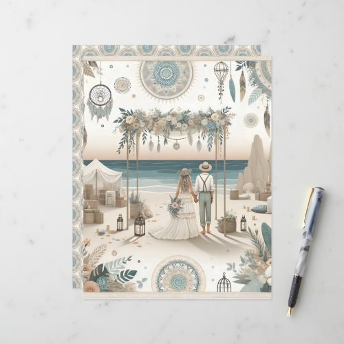 Boho Beach Wedding Scrapbook Paper