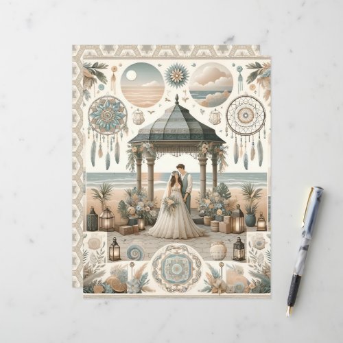 Boho Beach Wedding Scrapbook Paper