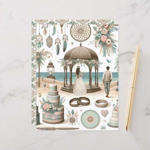 Boho Beach Wedding Scrapbook Paper