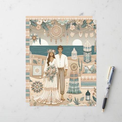 Boho Beach Wedding Scrapbook Paper
