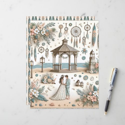 Boho Beach Wedding Scrapbook Paper