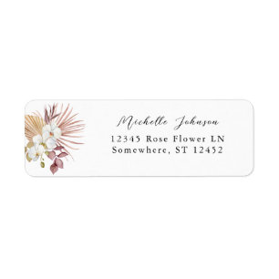 Boho Beach White Floral Return Address Label
