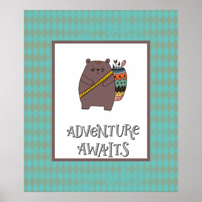 Boho Bear Adventure Awaits Poster (Front)