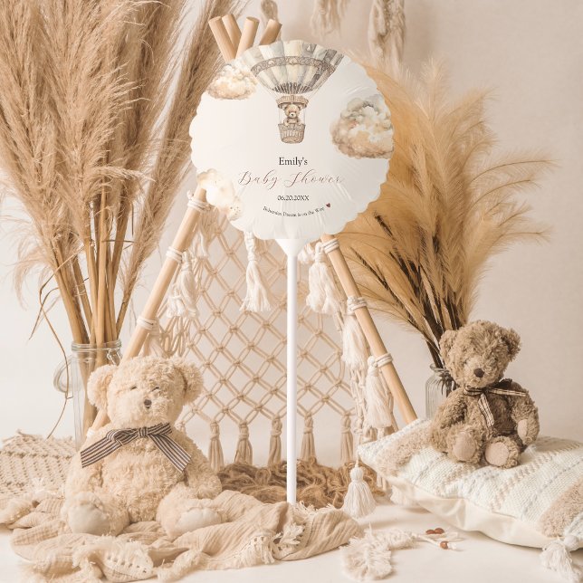 Boho Bear Air Balloon Clouds Baby Shower (Boho Chic Bear Clouds Baby Shower Balloon)