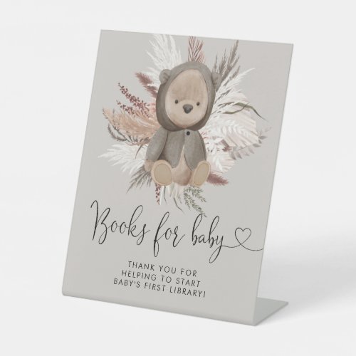 Boho Bear Baby Shower Books For Baby  Pedestal Sign