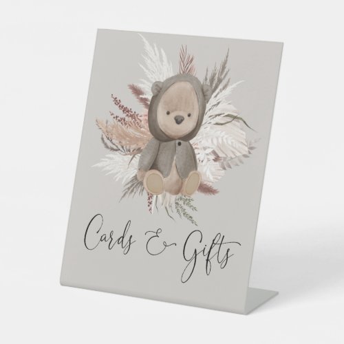 Boho Bear Baby Shower Cards and Gifts Pedestal Sign