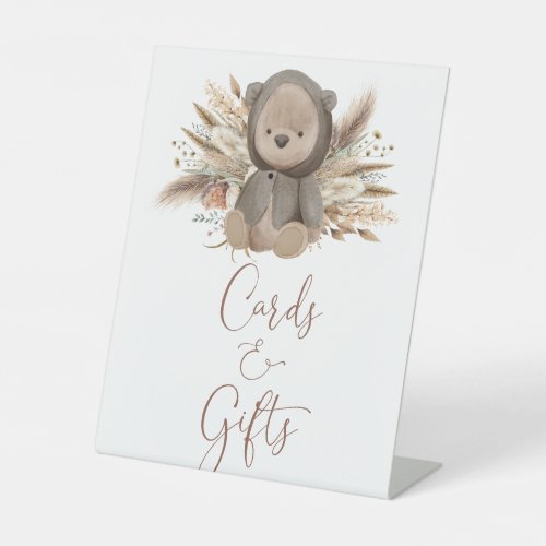 Boho Bear Baby Shower Cards And Gifts Pedestal Sign