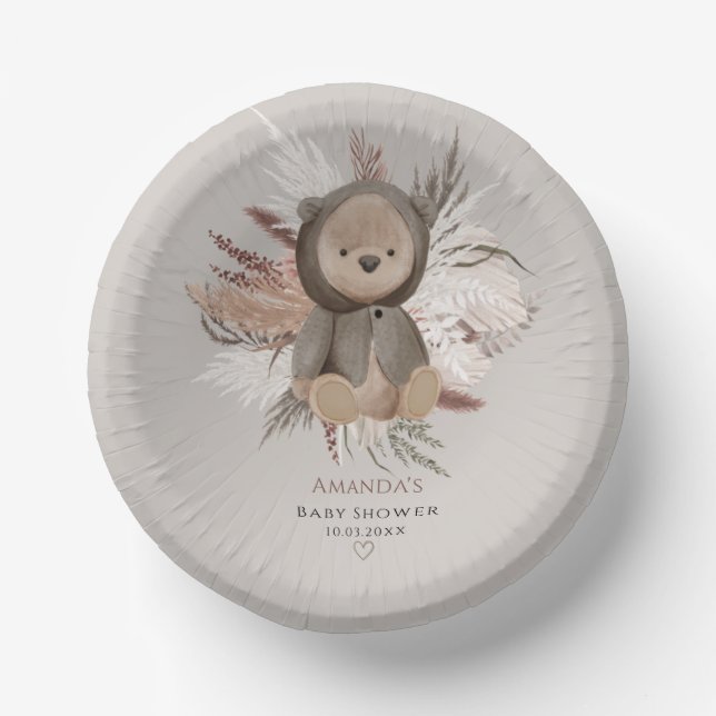 Boho Bear Baby Shower  Paper Bowls (Front)