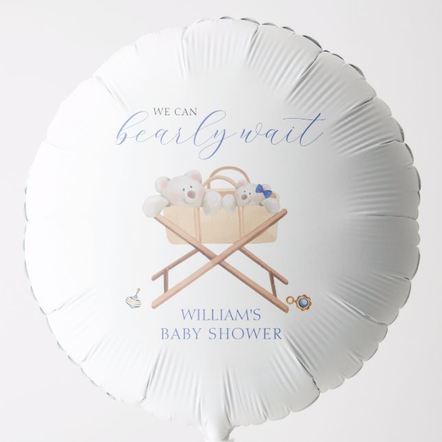Boho Bear Bassinet Toy Boy Baby Shower Balloon (Front)