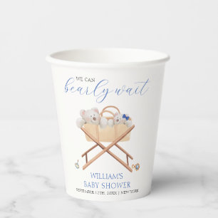 Boho Bear Bassinet Toy Boy Baby Shower Paper Cups