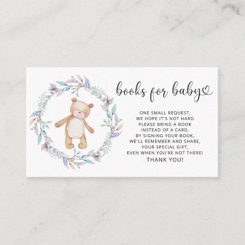 Boho bear books for baby ticket enclosure card