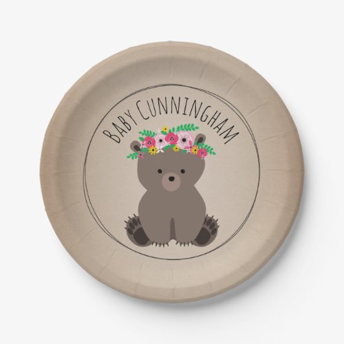 Boho Bear Cardstock Inspired Custom Baby Shower Paper Plates