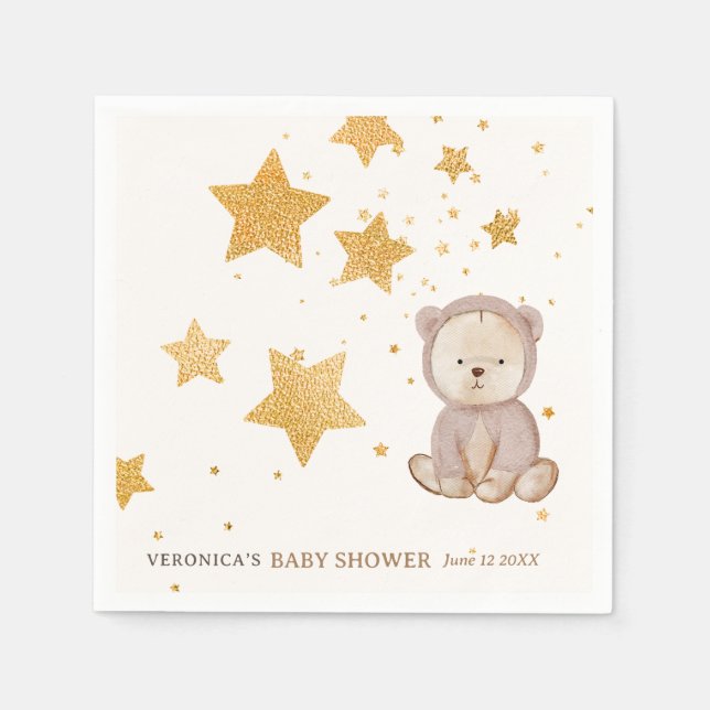 Boho Bear Celestial Baby Shower  Napkins (Front)