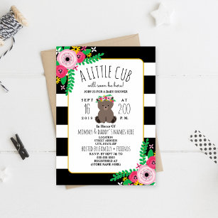 Boho Bear Cub Baby Shower Invitation