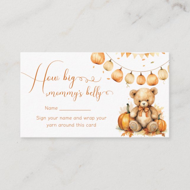 Boho bear fall baby shower how big mommy's belly  enclosure card (Front)