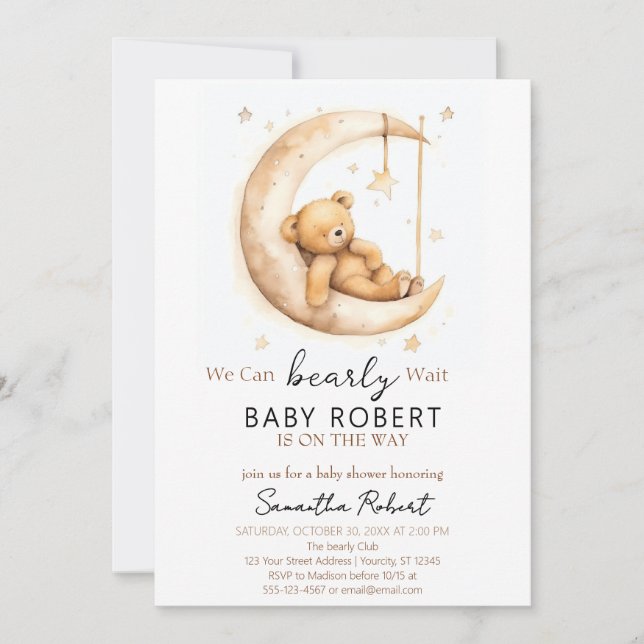  Boho Bear Gender Neutral Baby Shower Invitation (Front)