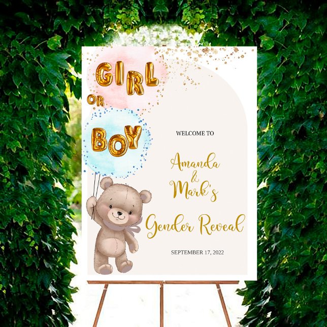Boho Bear Gender Reveal Foam Board (Creator Uploaded)