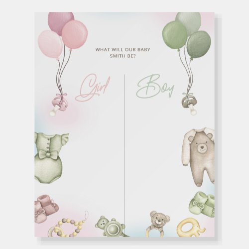 Boho Bear Gender Reveal Voting Sign 