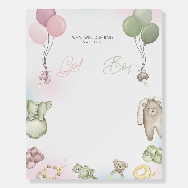 Boho Bear Gender Reveal Voting Sign  (Front)