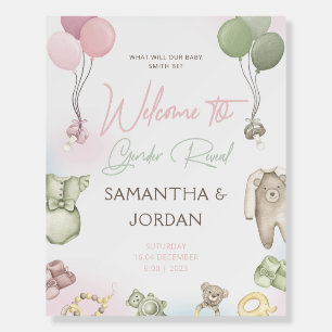 Boho Bear Gender Reveal Welcome Sign