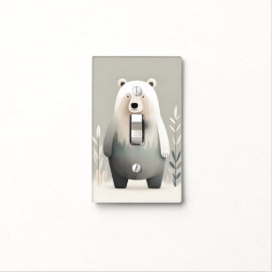 Boho Bear in Woods Neutral Tone Light Switch Cover