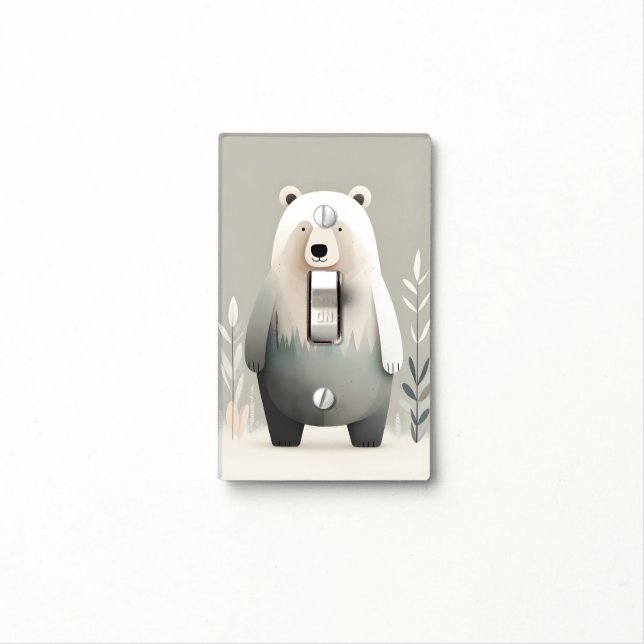 Boho Bear in Woods Neutral Tone Light Switch Cover (In Situ)
