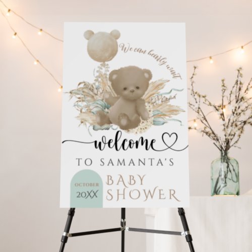 Boho Bear Pampas Grass Baby Shower welcome Foam Board