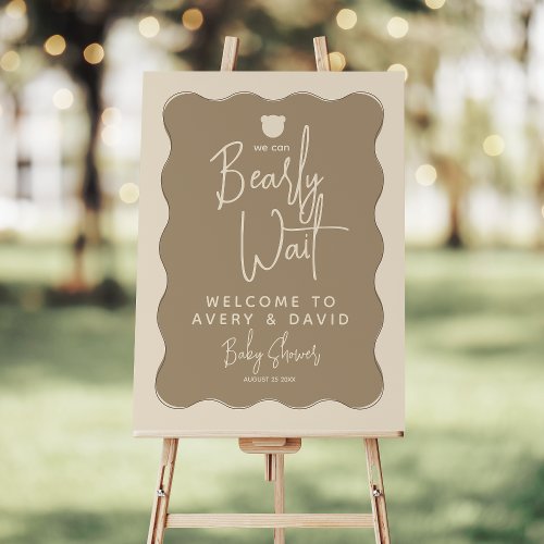 Boho Bear Wavy Frame Simple Baby Shower welcome Foam Board