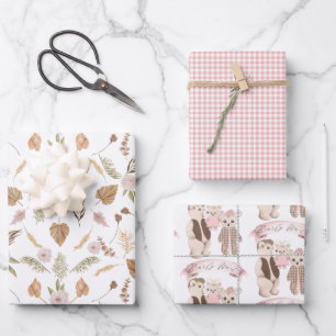 Boho Bearly Wait Bear Family Baby Shower Wrapping  Paper Sheets