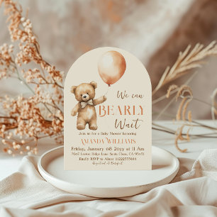 Boho Bearly Wait Gender Neutral Bear Baby Shower Invitation