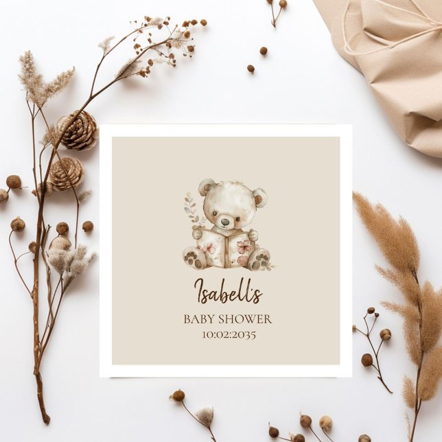 Boho Bearly Wait Storytime Bear Baby Shower  Napkins (Creator Uploaded)