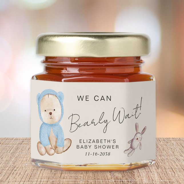 Boho Bearly Wait Teddy Bear Baby Boy Shower Honey Jar Favors (Creator Uploaded)