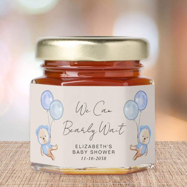 Boho Bearly Wait Teddy Bear Baby Boy Shower Honey Jar Favors (Creator Uploaded)