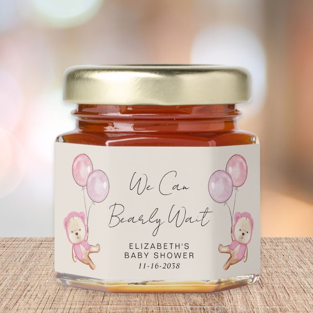 Boho Bearly Wait Teddy Bear Baby Girl Shower Honey Jar Favors (Creator Uploaded)