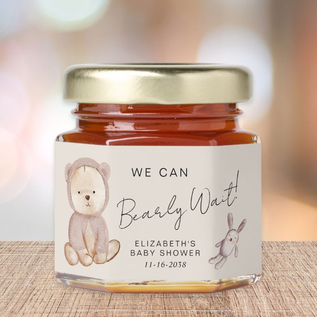 Boho Bearly Wait Teddy Bear Baby Shower Honey Jar Favors (Creator Uploaded)