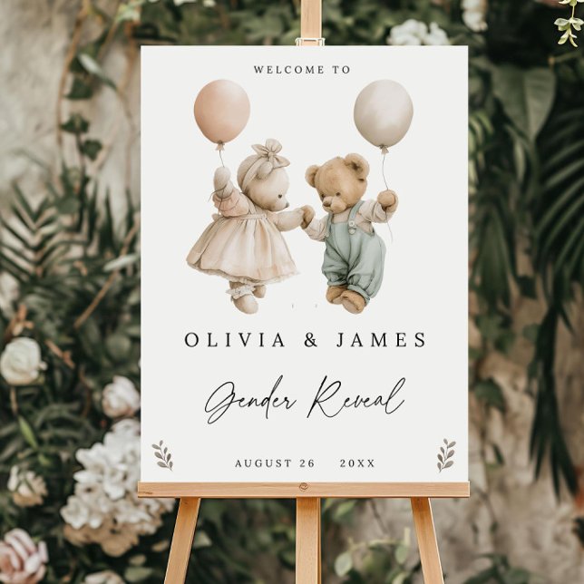 Boho Bears Gender Reveal Welcome Sign Vintage Ball (Creator Uploaded)
