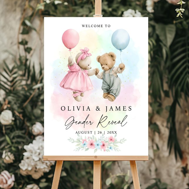 Boho Bears Gender Reveal Welcome Sign Vintage Ball (Creator Uploaded)