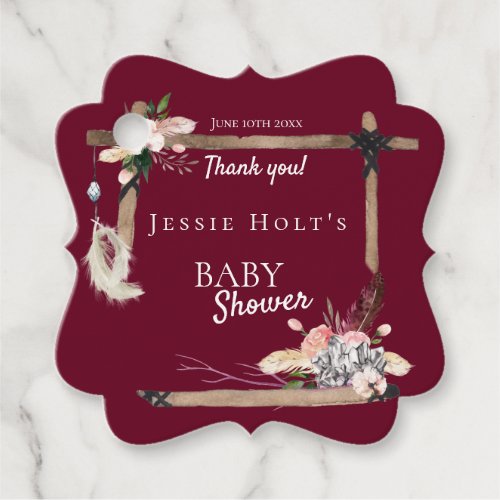 Boho Beautiful Baby Shower Thank You Favor Tags