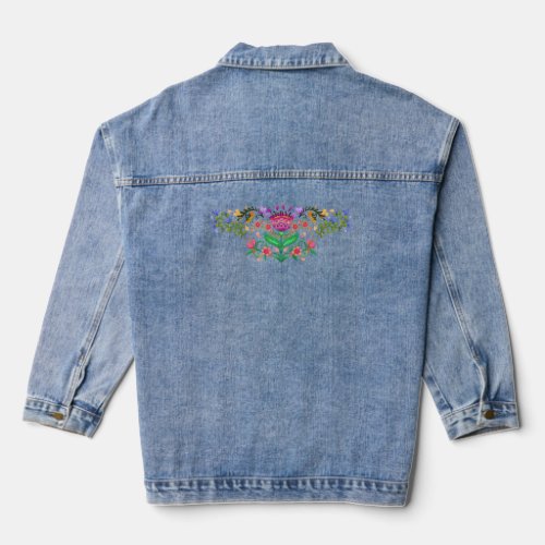 Boho Beautiful Floral Border Denim Jacket