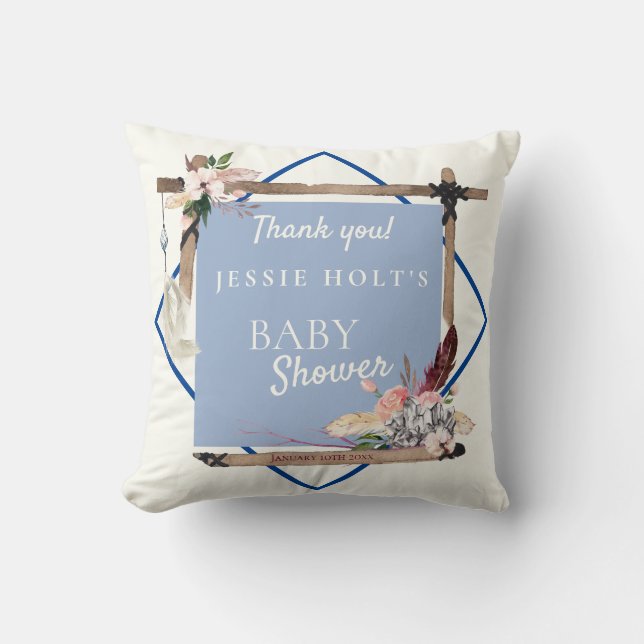 Boho Beautiful Southwestern Baby Shower  Throw Pillow (Front)